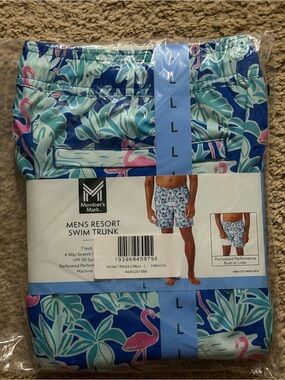 Member's Mark Men's Blue Tropical Flamingo Swim Trunks